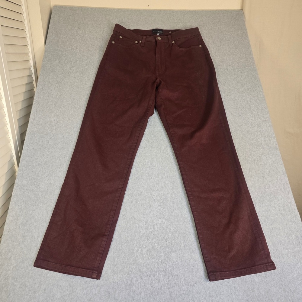 Lucky Brand Zoe High Rise Straight Jeans Womens 12 31R Burgundy Wine Stretch